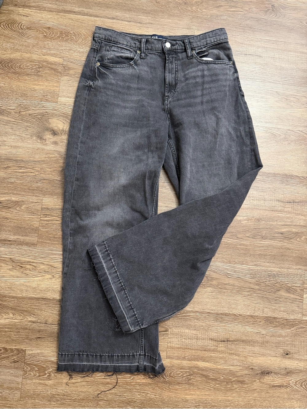 GAP Wide Leg Flare Jeans in Washed Black